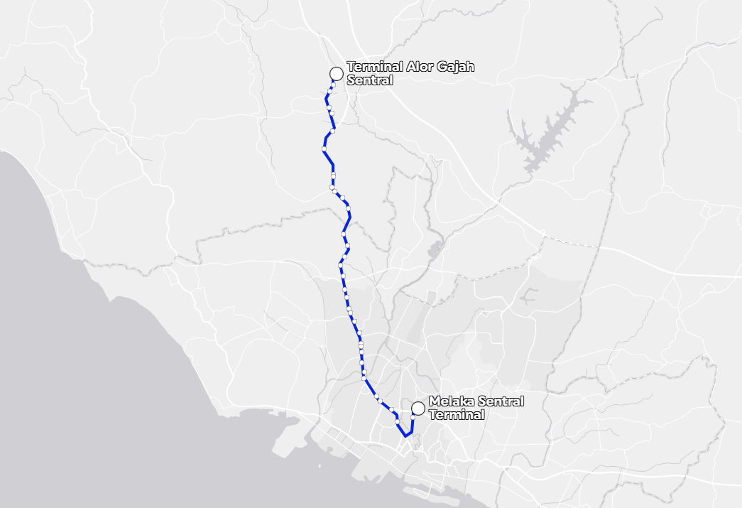 BAS.MY Melaka M20X Overview Route Map